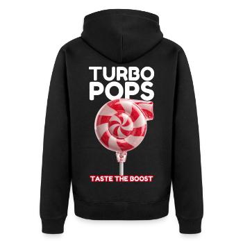 Turbo Pops Boost Lolli - Unisex Premium Bio Zip Hoodie - Schwarz - Hinten - Nico (187cm)