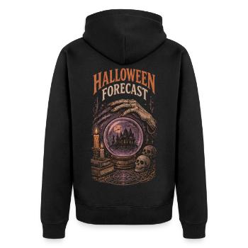 Halloween Forecast – Witch Crystal Ball - Unisex Premium Bio Zip Hoodie - Schwarz - Hinten - Nico (187cm)