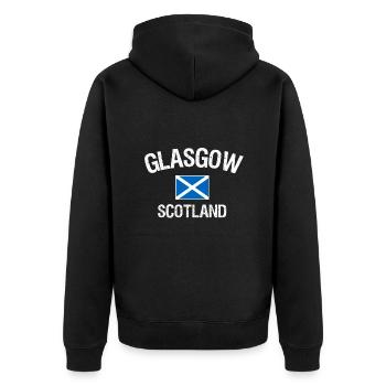Scotland Glasgow - Unisex Premium Bio Zip Hoodie - Schwarz - Hinten - Nico (187cm)