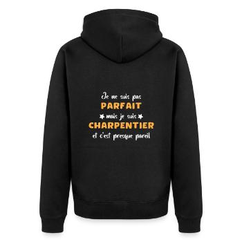 Humour Perfect Carpenter Carpenter - Unisex Premium Organic Zip Hoodie - black - Back - Nico (187cm)