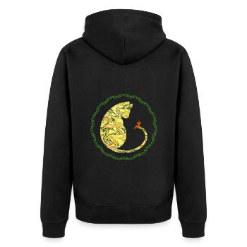 Cat with Fairy E 277 - Unisex Premium Organic Zip Hoodie - black - Back - Nico (187cm)