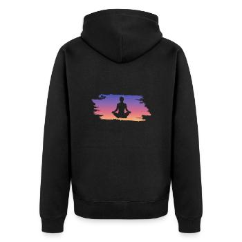 Yoga - Unisex Premium Bio Zip Hoodie - Schwarz - Hinten - Nico (187cm)