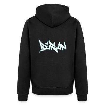 Berlin - Unisex Premium Bio Zip Hoodie - Schwarz - Hinten - Nico (187cm)