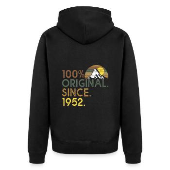 100% original since 1952 anniversary 70 years - Unisex Premium Organic Zip Hoodie - black - Back - Nico (187cm)