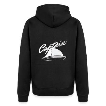 Captain T-Shirt for Sailor and Skipper Sailboat - Unisex Premium Organic Zip Hoodie - black - Back - Nico (187cm)