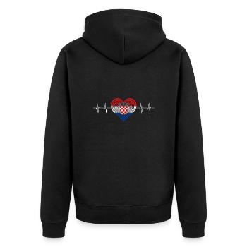Kroatien Croatia - Unisex Premium Bio Zip Hoodie - Schwarz - Hinten - Nico (187cm)
