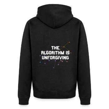 The Algorithm Is Unforgiving Network Nodes Funny - Unisex Premium Organic Zip Hoodie - black - Back - Nico (187cm)