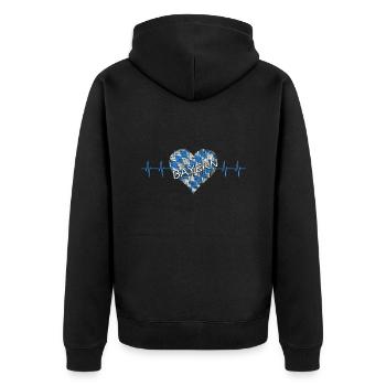 Bayern bayern bayerisches Herz - Unisex Premium Bio Zip Hoodie - Schwarz - Hinten - Nico (187cm)