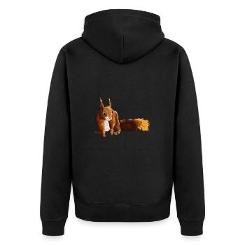 Eichhörnchen 5 - Unisex Premium Bio Zip Hoodie - Schwarz - Hinten - Nico (187cm)