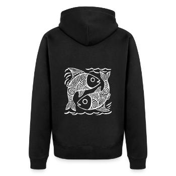 Poisson Tribal Minimaliste Mer Été - Veste à capuche bio Premium Unisexe - noir - Dos - Nico (187cm)