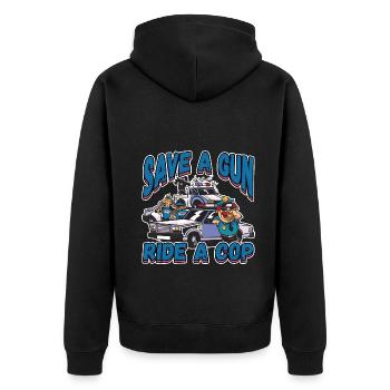Law Enforcment Design for a Police Officer - Unisex Premium Bio Zip Hoodie - Schwarz - Hinten - Nico (187cm)