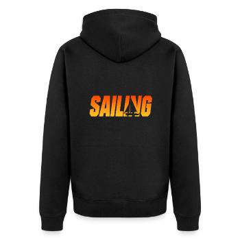 segeln - Unisex Premium Bio Zip Hoodie - Schwarz - Hinten - Nico (187cm)