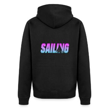 sailing - Unisex Premium Bio Zip Hoodie - Schwarz - Hinten - Nico (187cm)