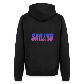 Segeln - Unisex Premium Bio Zip Hoodie - Schwarz - Hinten - Nico (187cm)
