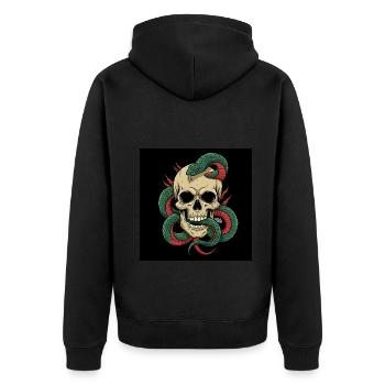 Shadow & – Skull and Snake Combined - Unisex Premium Organic Zip Hoodie - black - Back - Nico (187cm)