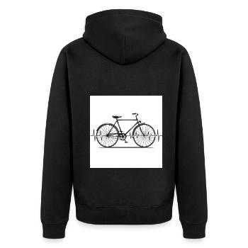 Im Rhythmus der Berge: Mountainbike & Herzschlag - Unisex Premium Bio Zip Hoodie - Schwarz - Hinten - Nico (187cm)
