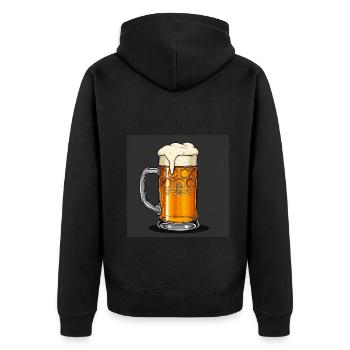 Bierkrugliebe – Zwischen Tradition und Trend - Unisex Premium Bio Zip Hoodie - Schwarz - Hinten - Nico (187cm)