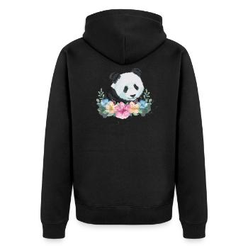 Panda Bear Gift Flowers Panda - Unisex Premium Organic Zip Hoodie - black - Back - Nico (187cm)