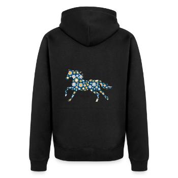 Pferd Pony Reiter Reiter - Unisex Premium Bio Zip Hoodie - Schwarz - Hinten - Nico (187cm)