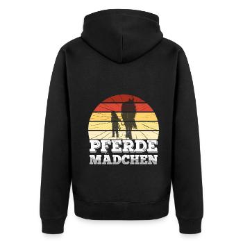 Pferde Mädchen Western Halter Pferd Reiten - Unisex Premium Bio Zip Hoodie - Schwarz - Hinten - Nico (187cm)