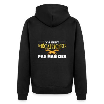 Y'a Ecrit Mechaniker nicht Magier Mechaniker Humor - Unisex Premium Bio Zip Hoodie - Schwarz - Hinten - Nico (187cm)