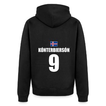 Konterbierson Island Sauf Trikot Mallorca - Unisex Premium Bio Zip Hoodie - Schwarz - Hinten - Nico (187cm)