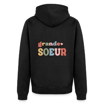Kind Zukunft Große Schwester 2024 - Unisex Premium Bio Zip Hoodie - Schwarz - Hinten - Nico (187cm)