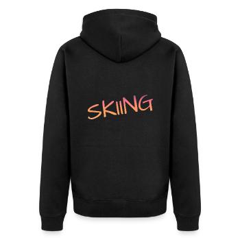 skiing, ski fahren, skier, pistensau - Unisex Premium Bio Zip Hoodie - Schwarz - Hinten - Nico (187cm)