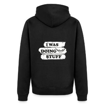 I was doing stuff - Hammock vintage - Unisex Premium Organic Zip Hoodie - black - Back - Nico (187cm)