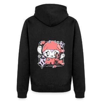 Dee the cute devil girl in kawaii style - Unisex Premium Organic Zip Hoodie - black - Back - Nico (187cm)