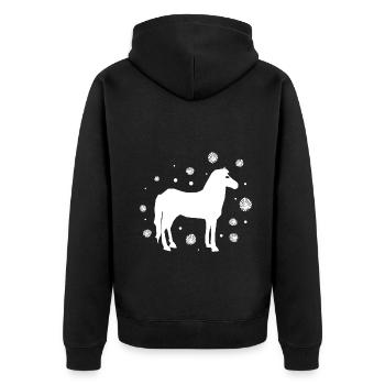 Pferd - Reiten Reitsport Hengst Ross Stute - Unisex Premium Bio Zip Hoodie - Schwarz - Hinten - Nico (187cm)