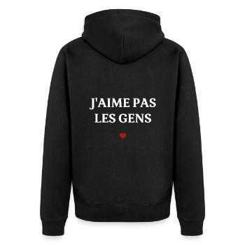 Humoristique adolescent Humour J'aime Pas Les Gens - Veste à capuche bio Premium Unisexe - noir - Dos - Nico (187cm)