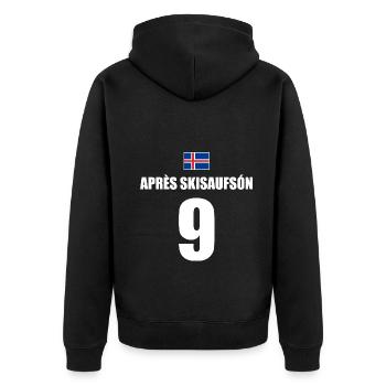 Apres Skisaufson Island Sauf Trikot Mallorca - Unisex Premium Bio Zip Hoodie - Schwarz - Hinten - Nico (187cm)