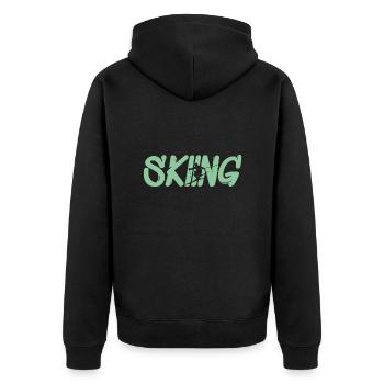 skiing ski - Unisex Premium Bio Zip Hoodie - Schwarz - Hinten - Nico (187cm)