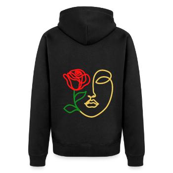 Face rose - Unisex Premium Organic Zip Hoodie - black - Back - Nico (187cm)