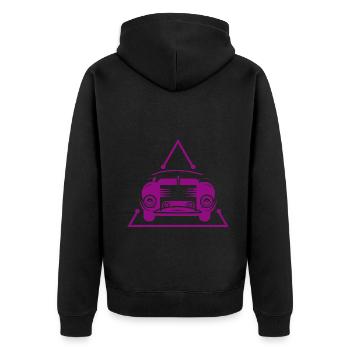 Auto - Oldtimer - Nostalgisch Fahrzeuge - Unisex Premium Bio Zip Hoodie - Schwarz - Hinten - Nico (187cm)