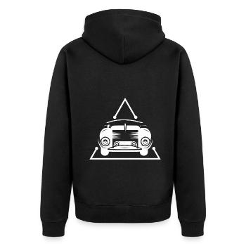 Oldtimer - Auto - Nostalgisch - Fahrzeuge - USA - Unisex Premium Bio Zip Hoodie - Schwarz - Hinten - Nico (187cm)