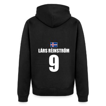 Lars Reinström Island Sauf Trikot Mallorca - Unisex Premium Bio Zip Hoodie - Schwarz - Hinten - Nico (187cm)