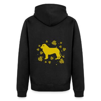 Löwe - Afrika - Wildnis - Tierfreund - Unisex Premium Bio Zip Hoodie - Schwarz - Hinten - Nico (187cm)