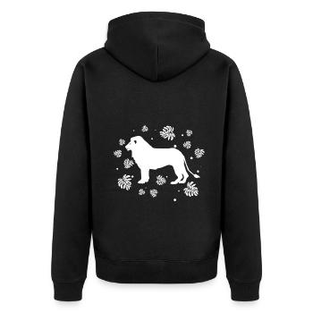 Löwe Afrika Wildnis Tierfreund Safari Outdoor - Unisex Premium Bio Zip Hoodie - Schwarz - Hinten - Nico (187cm)