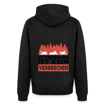 Motorradfahren ist kein Verbrechen Motorrad Fahrer - Unisex Premium Bio Zip Hoodie - Schwarz - Hinten - Nico (187cm)