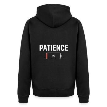 Patience 1% Batterie Faible - Veste à capuche bio Premium Unisexe - noir - Dos - Nico (187cm)