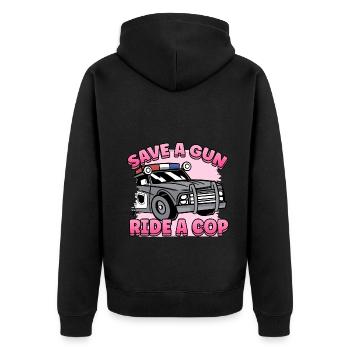 Law Enforcment Design for a Police Officer - Unisex Premium Bio Zip Hoodie - Schwarz - Hinten - Nico (187cm)