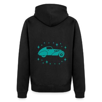 Auto - Oldtimer - Nostalgisch Fahrzeuge - Unisex Premium Bio Zip Hoodie - Schwarz - Hinten - Nico (187cm)