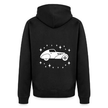 Oldtimer - Auto Nostalgisch Fahrzeuge - Unisex Premium Bio Zip Hoodie - Schwarz - Hinten - Nico (187cm)