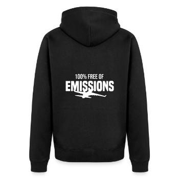 100% emissionsfrei - Schirm - Unisex Premium Bio Zip Hoodie - Schwarz - Hinten - Nico (187cm)