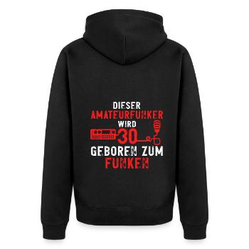 Amateurfunker 30 Geburtstag Funkamateur Spruch - Unisex Premium Bio Zip Hoodie - Schwarz - Hinten - Nico (187cm)