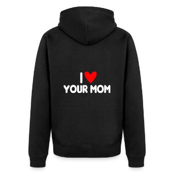 I Love Your Mom - Unisex Premium Bio Zip Hoodie - Schwarz - Hinten - Nico (187cm)