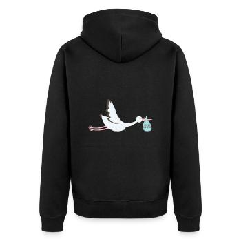 Spezielle Storchen-Lieferung - Unisex Premium Bio Zip Hoodie - Schwarz - Hinten - Nico (187cm)
