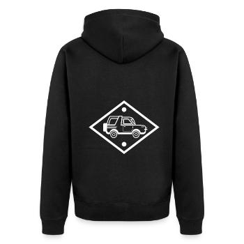 Auto - Pick Up - Automobile - Geländewagen - USA - Unisex Premium Bio Zip Hoodie - Schwarz - Hinten - Nico (187cm)